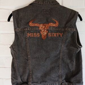 RARE VINTAGE MISS SIXTY DARK DENIM AND GLITTER VEST